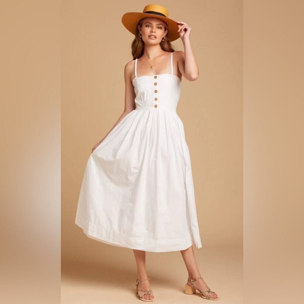 Free People Lilah Pleated Tube Midi Dress | Strapless w/ Pockets, S